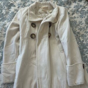 Michael Kors Cream Double-Breasted Coat
